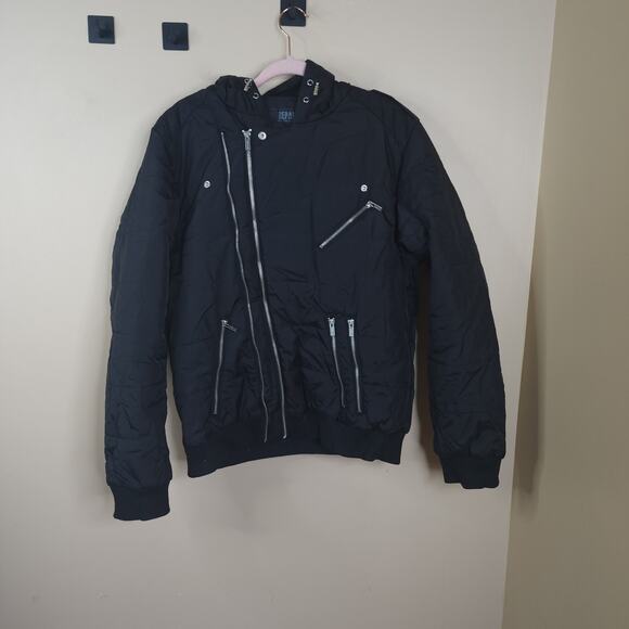 Repair Design Under Construction Quilted Bomber Jacket With Hood in Black Size L - Picture 1 of 12